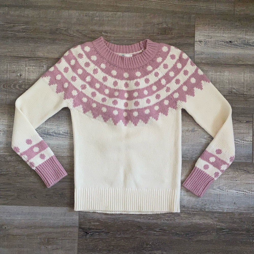 Boden Wool Alpaca Blend Blend Beige Pink Nordic Sweater